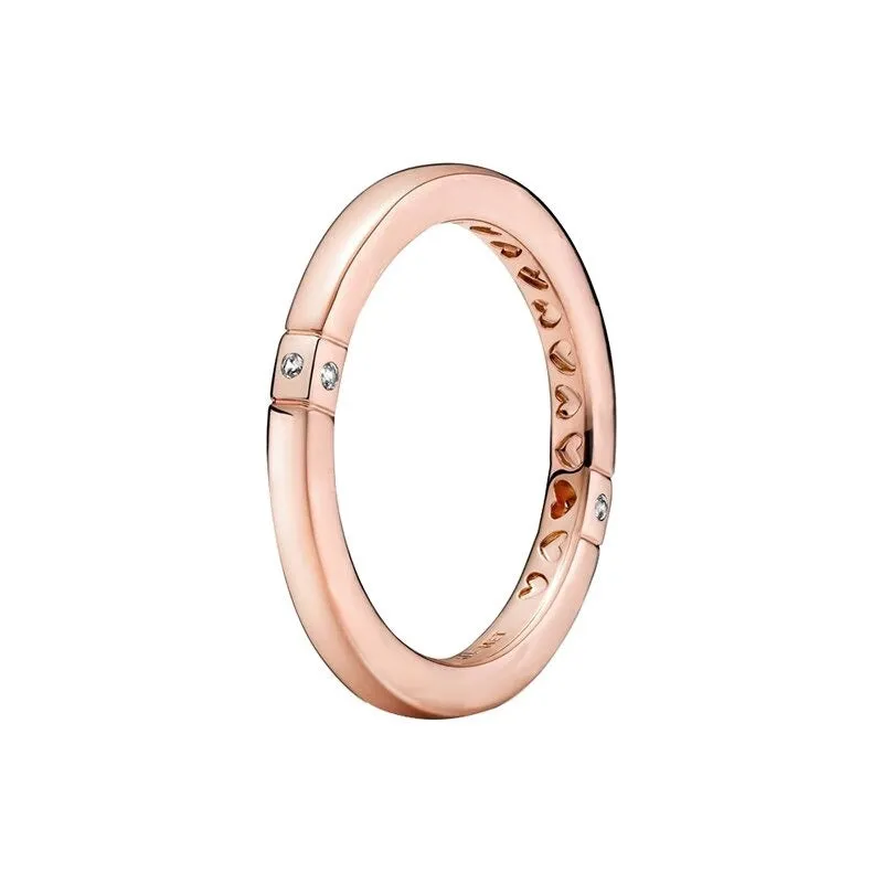 Sterling Silver Rose Gold Sparkling Ring For Women