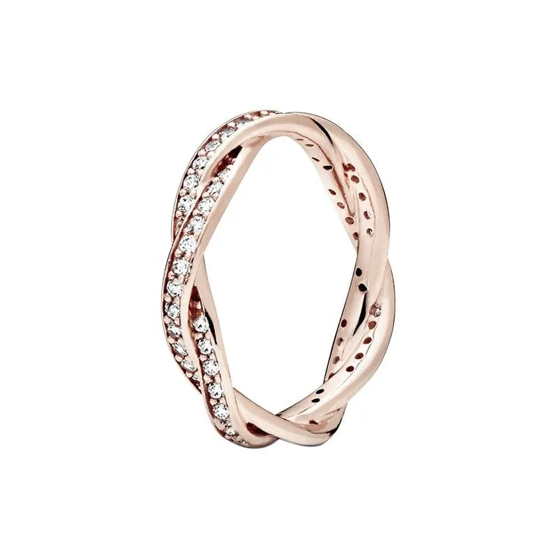 Sterling Silver Rose Gold Sparkling Ring For Women