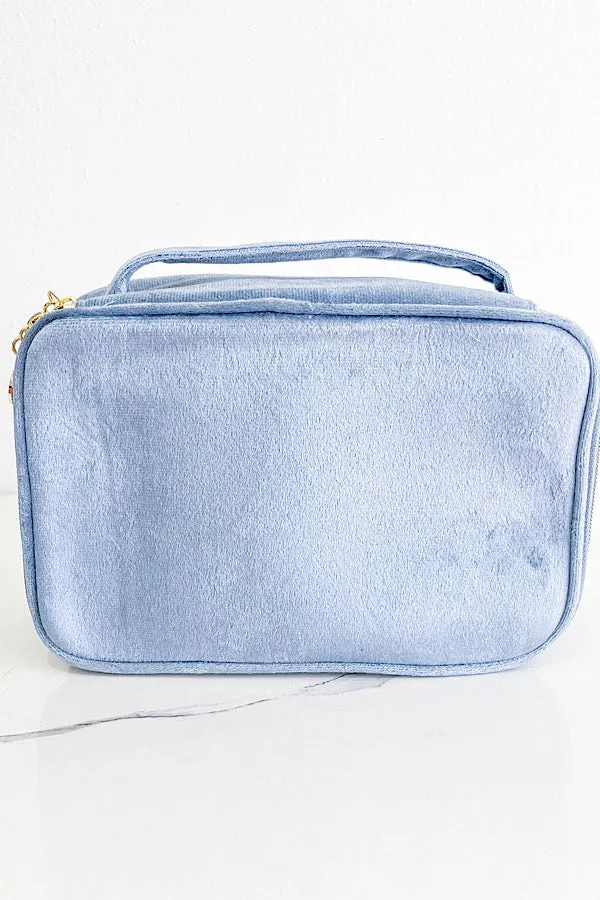 Sylvie Blue Fabric Cosmetic Bag