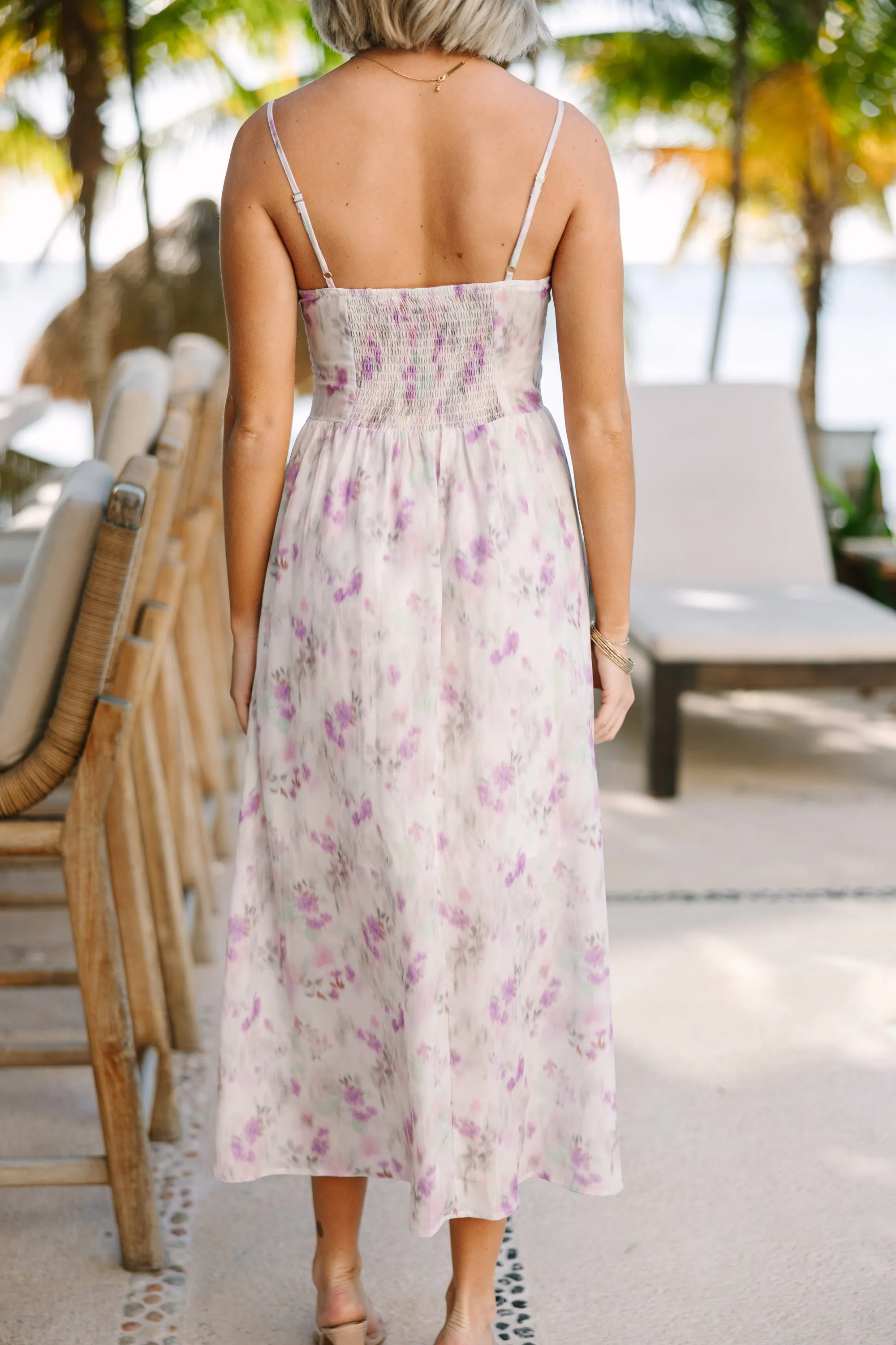 Take A Drive Lavender Purple Floral Midi Dress