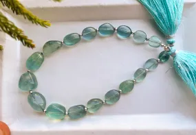 Teal Blue Fluorite Smooth Tumble Beads, Natural Fluorite Gemstone Beads, Fluorite Beads, 9 inch, 18 Pieces, Beadsforyourjewellery BFYJ74-6