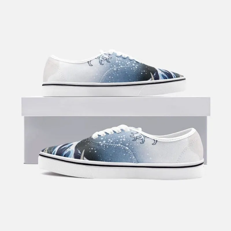 The Great Wave Off Kanagawa by Hokusai Unisex Canvas Shoes Fashion Low Cut Loafer Sneakers