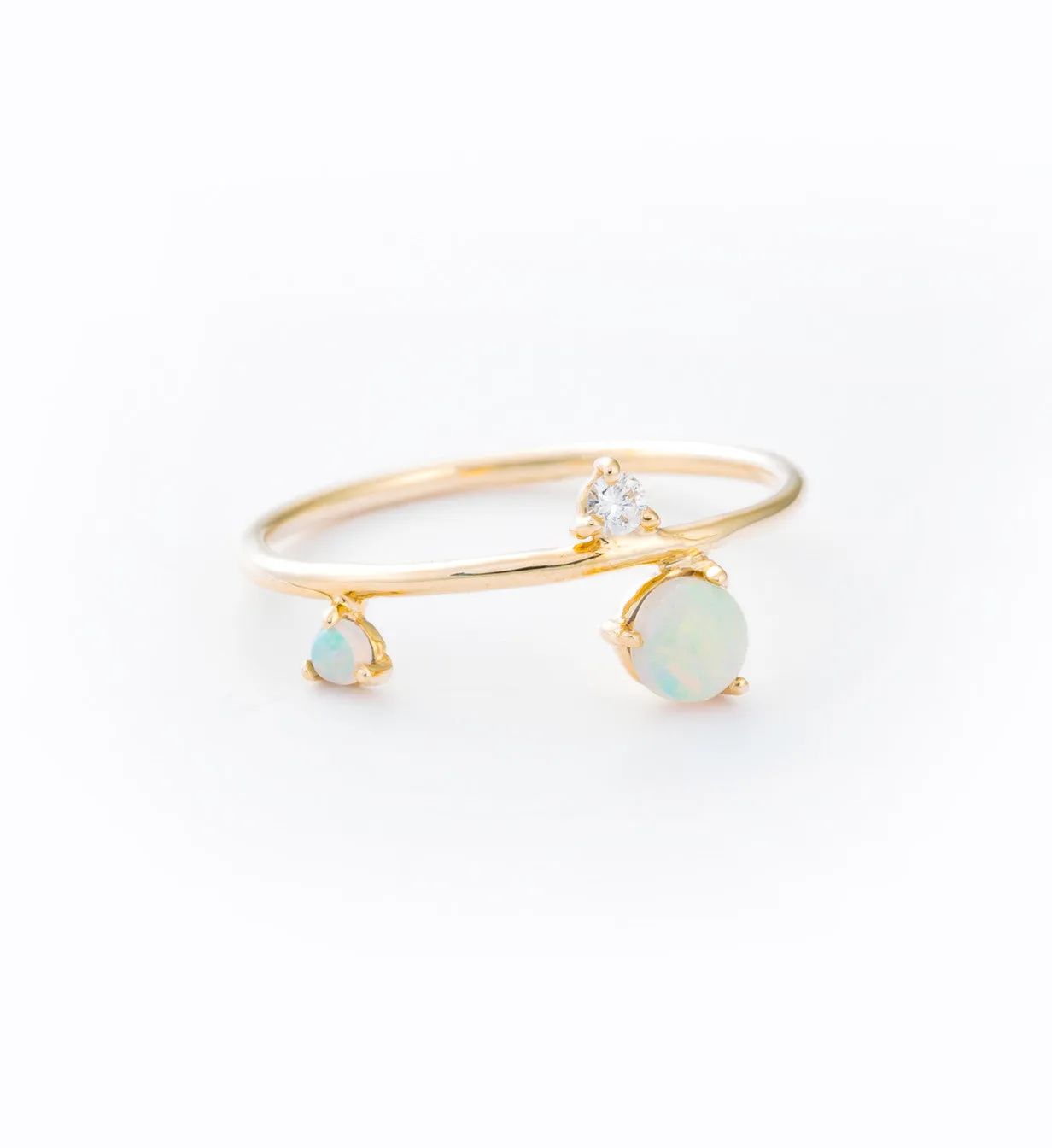 Three-Step Opal & Diamond Ring