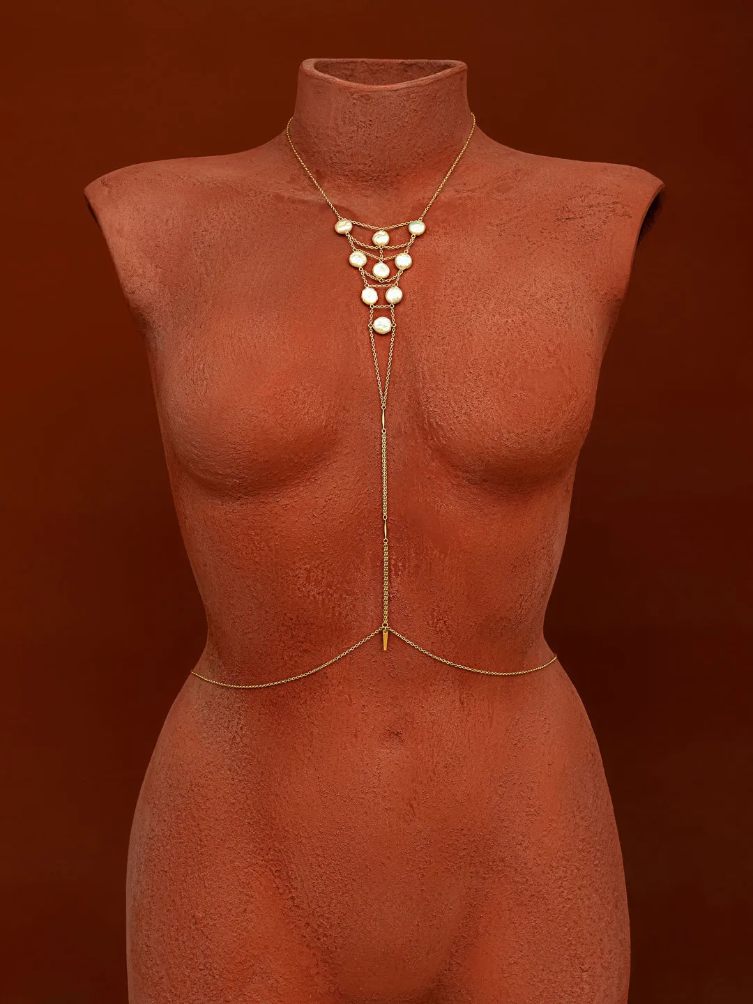 Tree of Life Pearl Body Chain