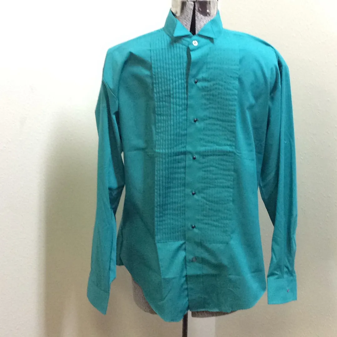 Tuxedo Shirt -Pique Bib Front Men's LS Green Shirt