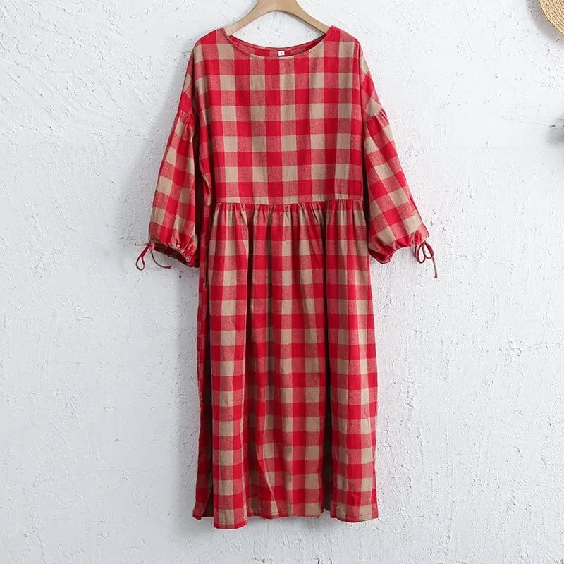 Vintage Plaid Cotton Dress